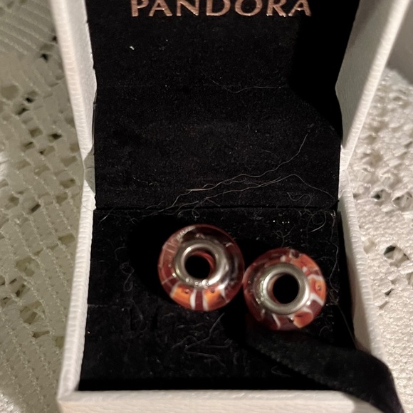 Pandora orange glass charm set of 2 - Picture 2 of 2